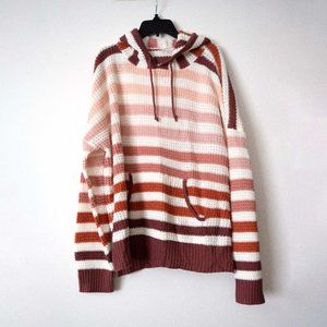 Full Circle Trends Striped Hood Sweater 2x Pink